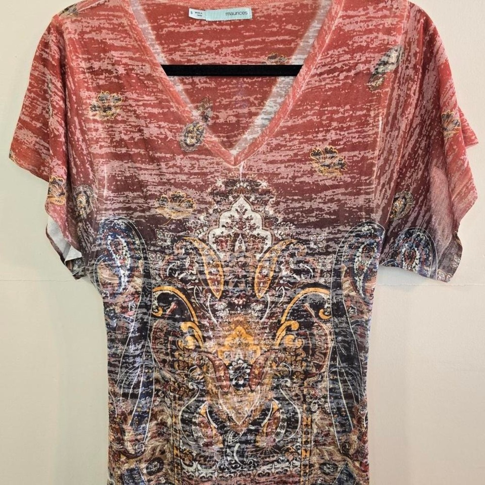 Vintage Affliction-Style Alt Burnout Grunge Biker V-Neck‎ Top Women's Small